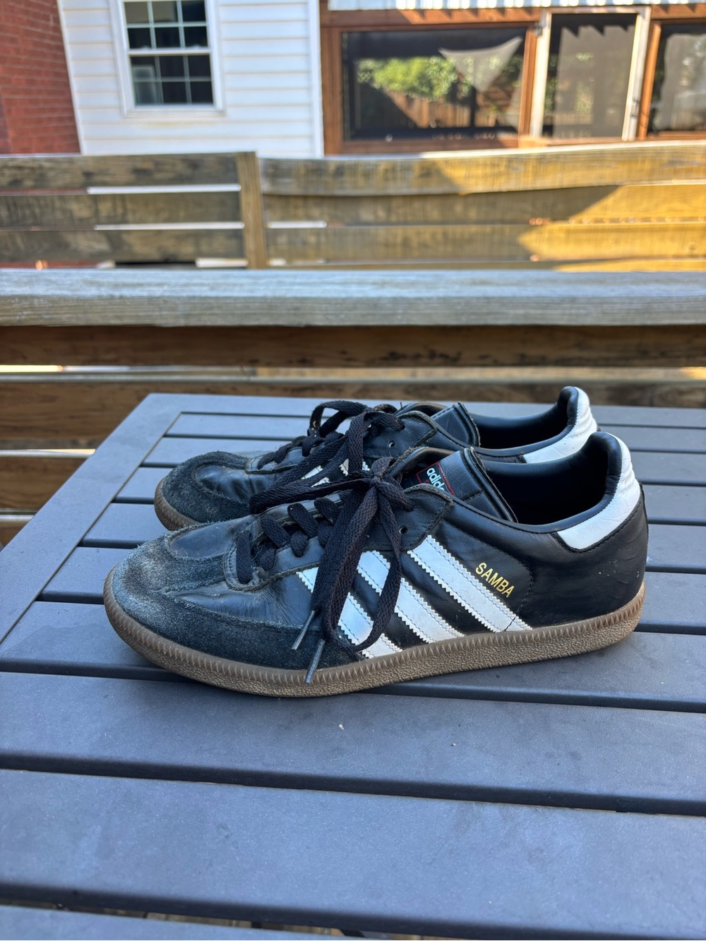 Adidas Samba indoor soccer leather sneakers OG black white mens 8